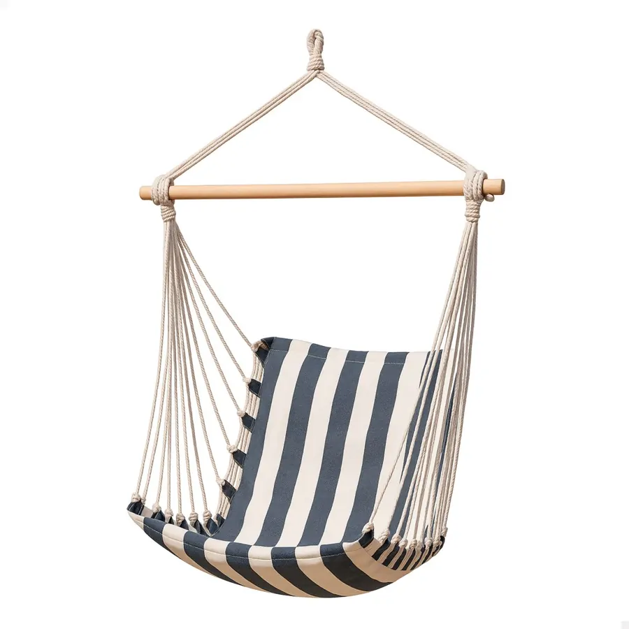 Silla colgante Aktive de algodón y poliéster a rayas 95x50x110 cm — silla colgante jardin
