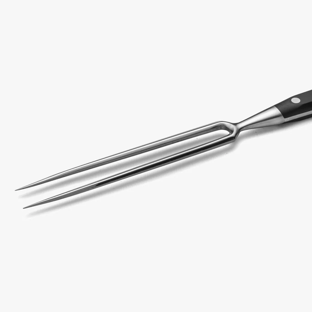 Tenedor trinchante para barbacoa Arcos Riviera 18 cm forjado NITRUM: detalle de las dos púas del tenedor