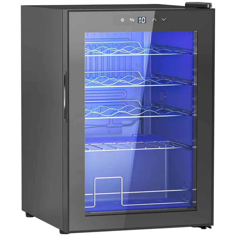 Vinoteca HOMCOM 20 botellas 53 L con temperatura regulable 5-18 °C — vinoteca 20 botellas