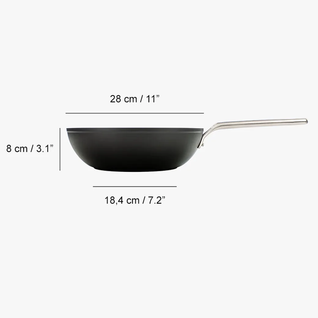 Wok antiadherente cerámico Arcos Samoa 28 cm para inducción y horno: medidas y dimensiones