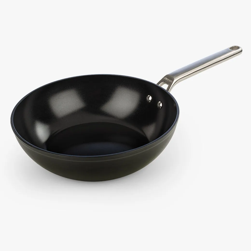 Wok antiadherente cerámico Arcos Samoa 28 cm para inducción y horno — wok antiadherente